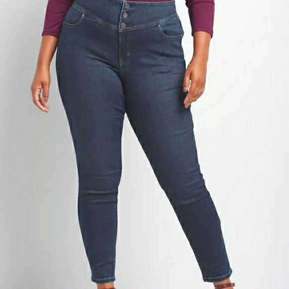 Lane Bryant High Waisted 3 Button Jeggings Gray 26 NWTS - Picture 2 of 7